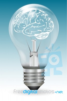 Brain In Electric Bulb Stock Image