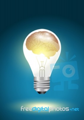 Brain Light Bulb Idea Concept Stock Image