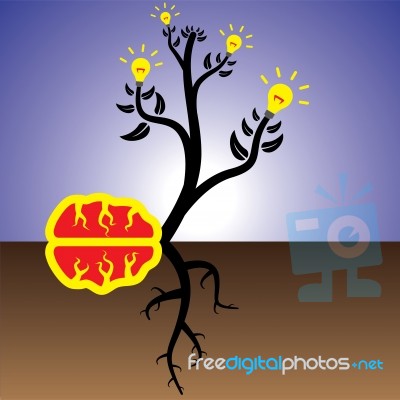 Brain Tree With Bulbs Stock Image