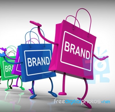 Brand Bags Represent Marketing, Brands, And Labels Stock Image