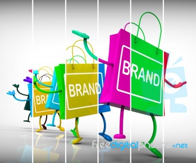 Brand Shopping Bags Represent Brands, Marketing, And Labels Stock Image