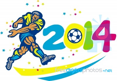 Brazil 2014 Soccer Football Player Isolated Retro Stock Image