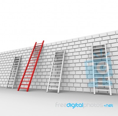 Brick Wall Indicates Chalenges Ahead And Blocked Stock Image