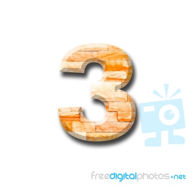 Brick Wall Numeric With Shadow On White Background Stock Photo