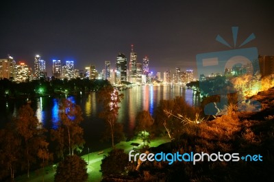 Brisbane City At Night Stock Photo