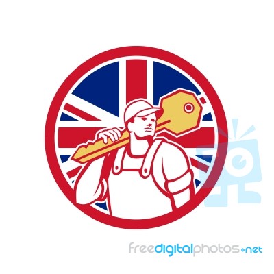 British Locksmith Union Jack Flag Icon Stock Image