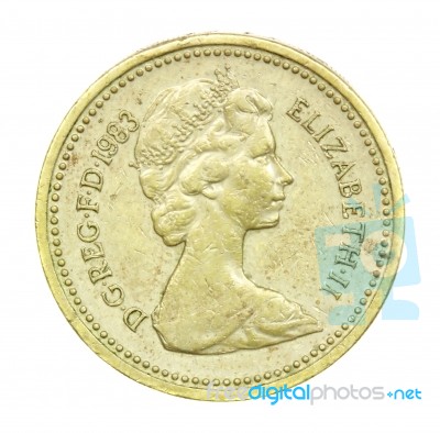 British One Pound Coin Of 1983 Stock Photo