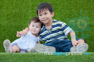 Brother And Sister Having Happy Together Stock Photo