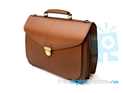 Brown Business Briefcase Isolated Stock Image