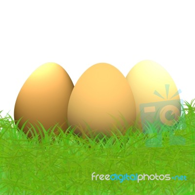 Brown Easter Eggs  Sitting On Green Grass Background Stock Image