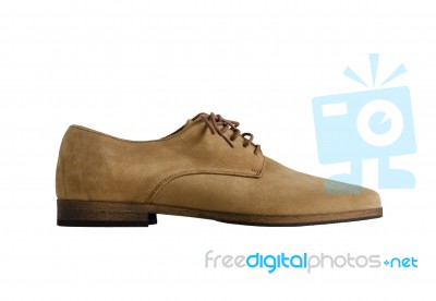 Brown Man Suede Leather Shoes Isolated On White Stock Photo