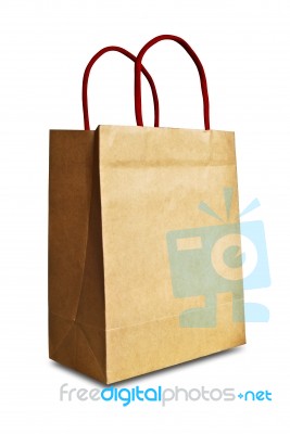 Brown Shopping Bag Isolated Stock Photo