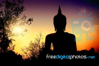Buddha Silhouette Stock Photo