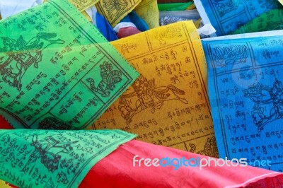 Buddhist Prayer Flags Stock Photo