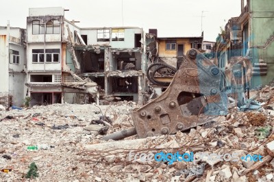 Building Destroyed Demolition Construction Architecture Old Stock Photo