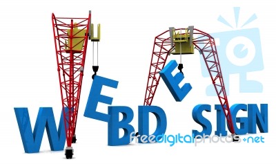 Building Web Design 3D Words Stock Image