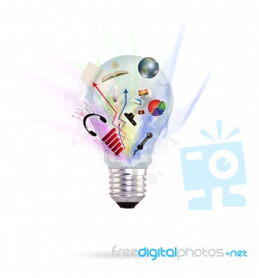 Bulb With Business Concept Stock Image