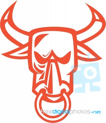Bull Cow Head Nose Ring Cartoon Stock Image