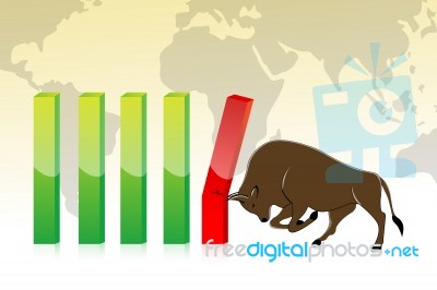 Bull Hit Bar Chart Stock Image