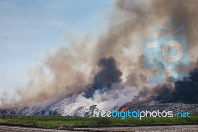 Burning Garbage Heap Of Smoke Stock Photo