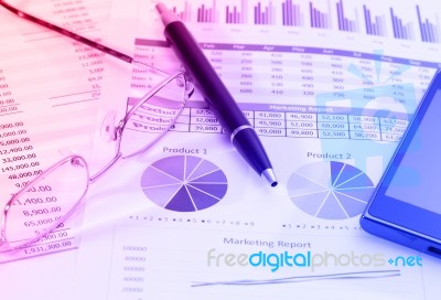 Business And Financial Report Stock Photo