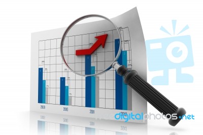 Business Chart And Magnifying Glass Stock Image