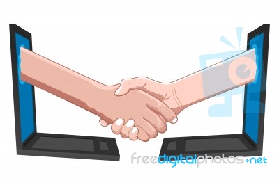 Business Deal With Laptop Stock Image