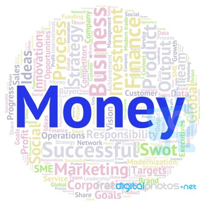 Business & Finance Related Word Cloud Background In Circle Shape… Stock Image