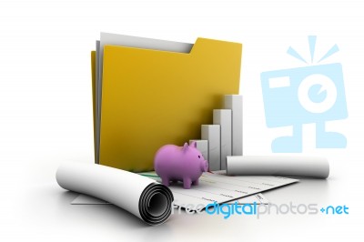 Business Graph And Folder In Chart Stock Image