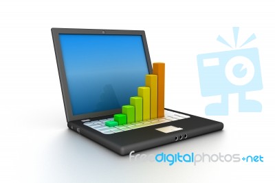 Business Graph And Laptop Stock Image