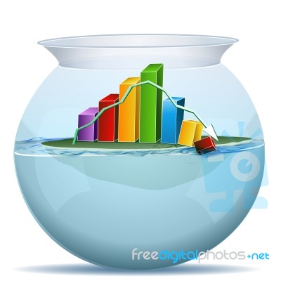 Business Graph In Water Pot Stock Image