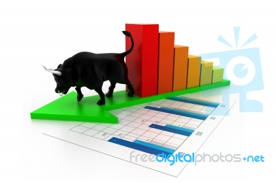 Business Graph With Bull Stock Image
