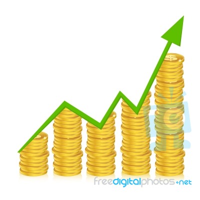Business Graph With Coins Stock Image