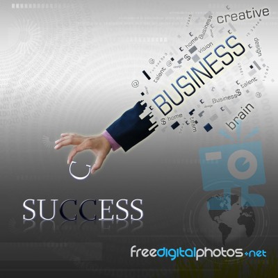 business hand with success word Stock Photo