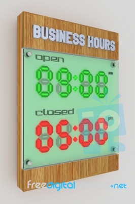 Business Hours - Digital Led Light Stock Image