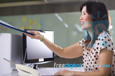 Business Lady Giving File Stock Photo