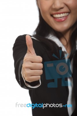 Business Lady With Thumbs Up Stock Photo
