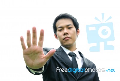 Business Man Concept Stop Hand Stock Photo