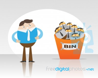 Business Man In The Bin Stock Image