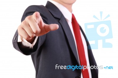 Business Man Pointing Finger Stock Photo