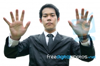Business Man Showing Hand Stock Photo