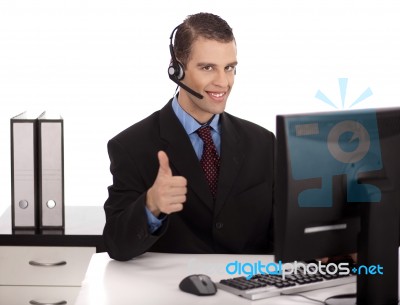 Business Man Showing Thumbs Up Stock Photo