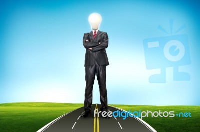 Business Man Standing Over Road Stock Image