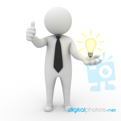 Business Man With Idea Lightbulb Stock Image
