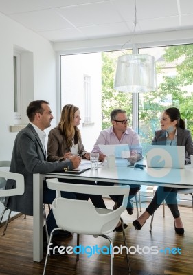 Business Meeting In A Cozy Environment Stock Photo