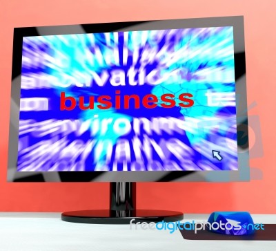 Business On Computer Showing Commerce And Trade Stock Image