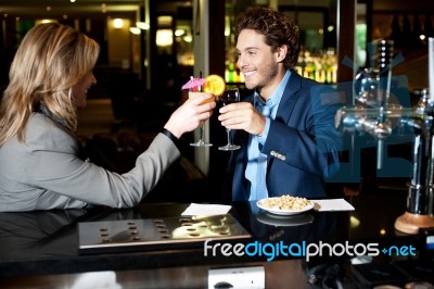 Business people drinking beverage Stock Photo