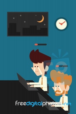 Business People Working Late Stock Image