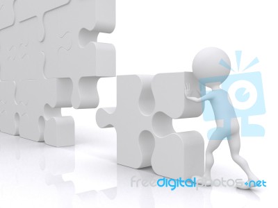 Business Person With Puzzle Stock Image