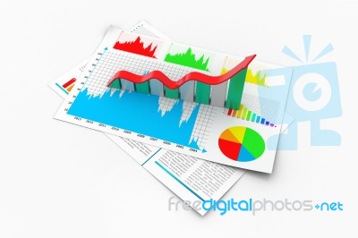 Business Report And Growth Graph Stock Image